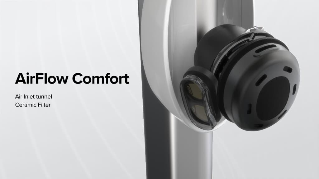AURA AirFlow Comfort — air inlet tunnel and ceramic filter detail