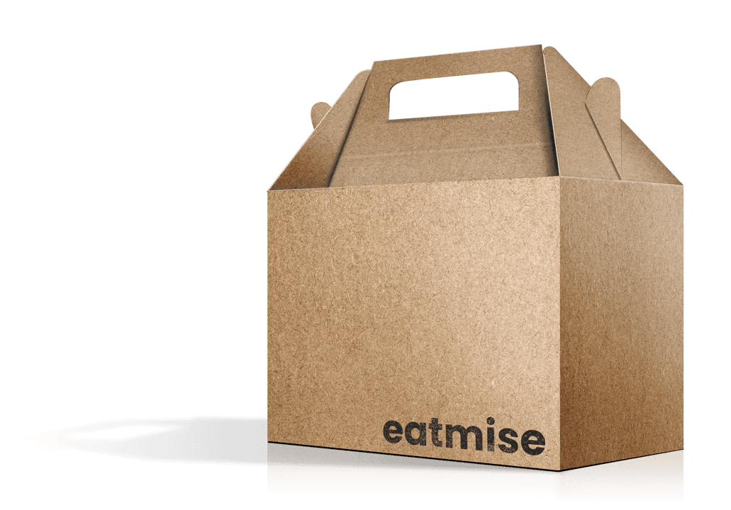 EatMise meal kit box with handle and branding