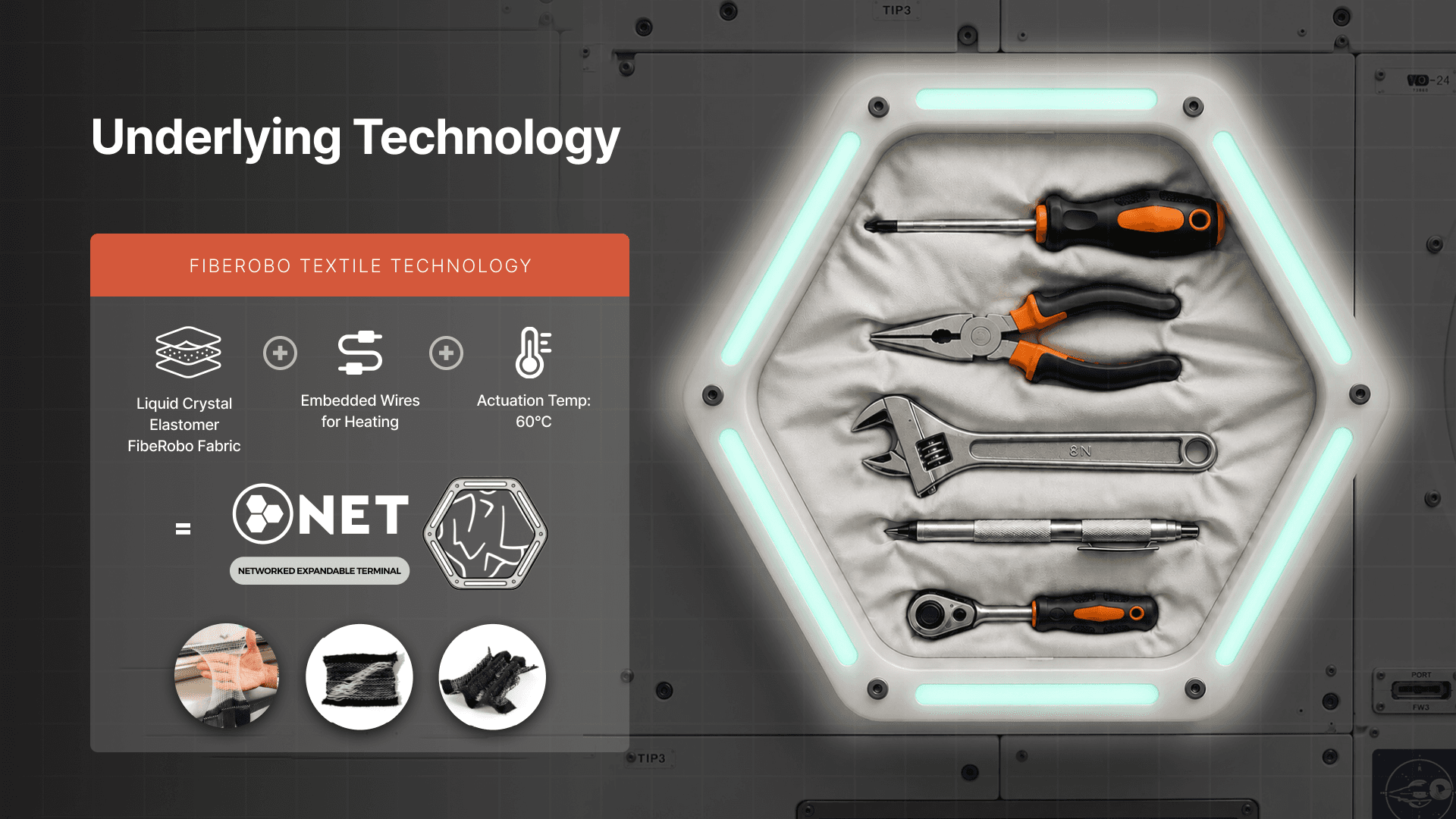 N.E.T. product visualization with underlying technology callouts