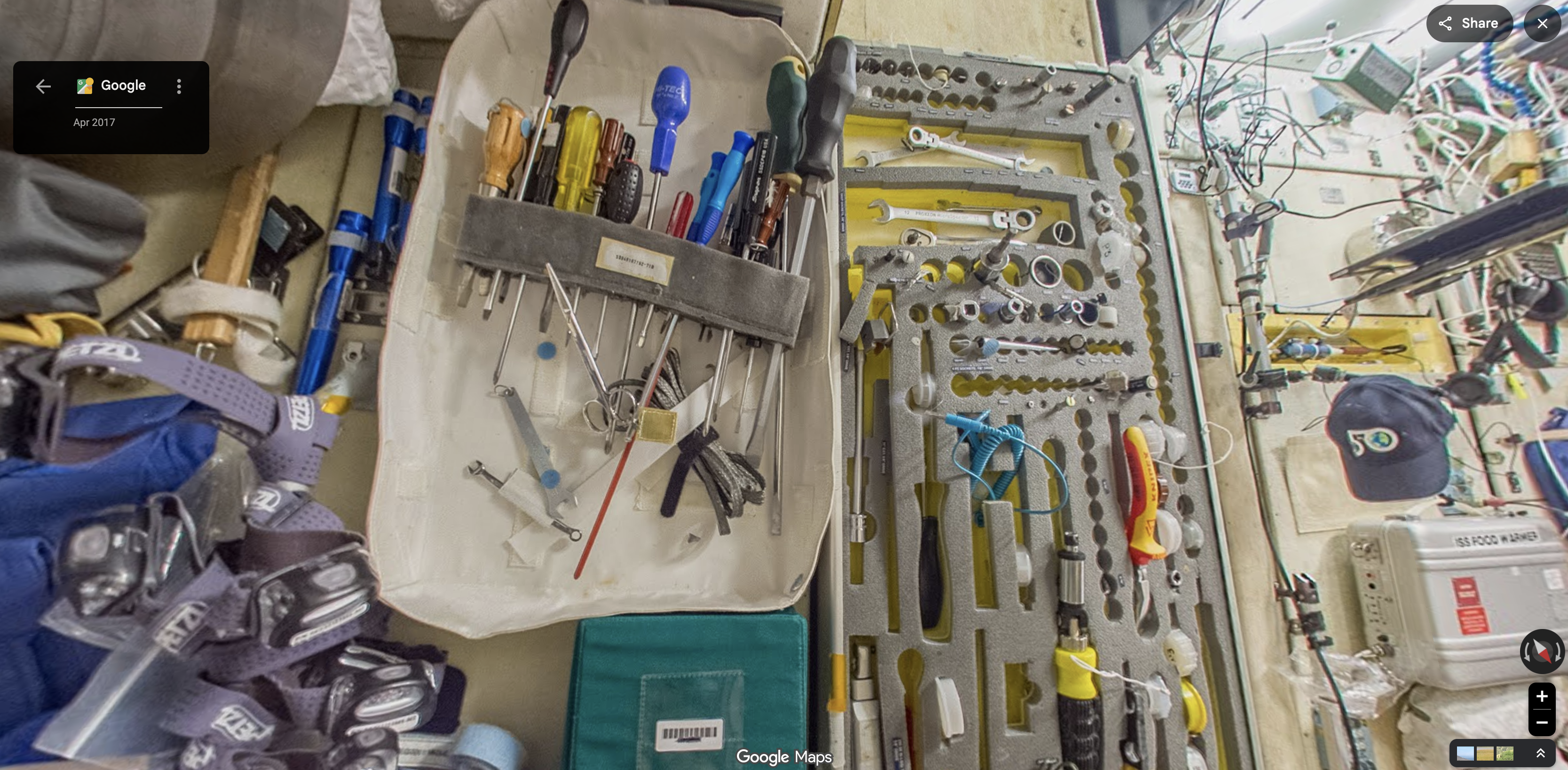 Workbench with N.E.T. prototype components, tools, and materials